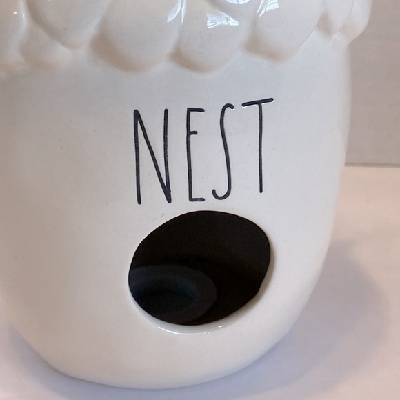 RAE DUNN ACORN “NEST”  BIRDHOUSE Blue Ribbon Detail Decor Piece - Picture 6 of 8